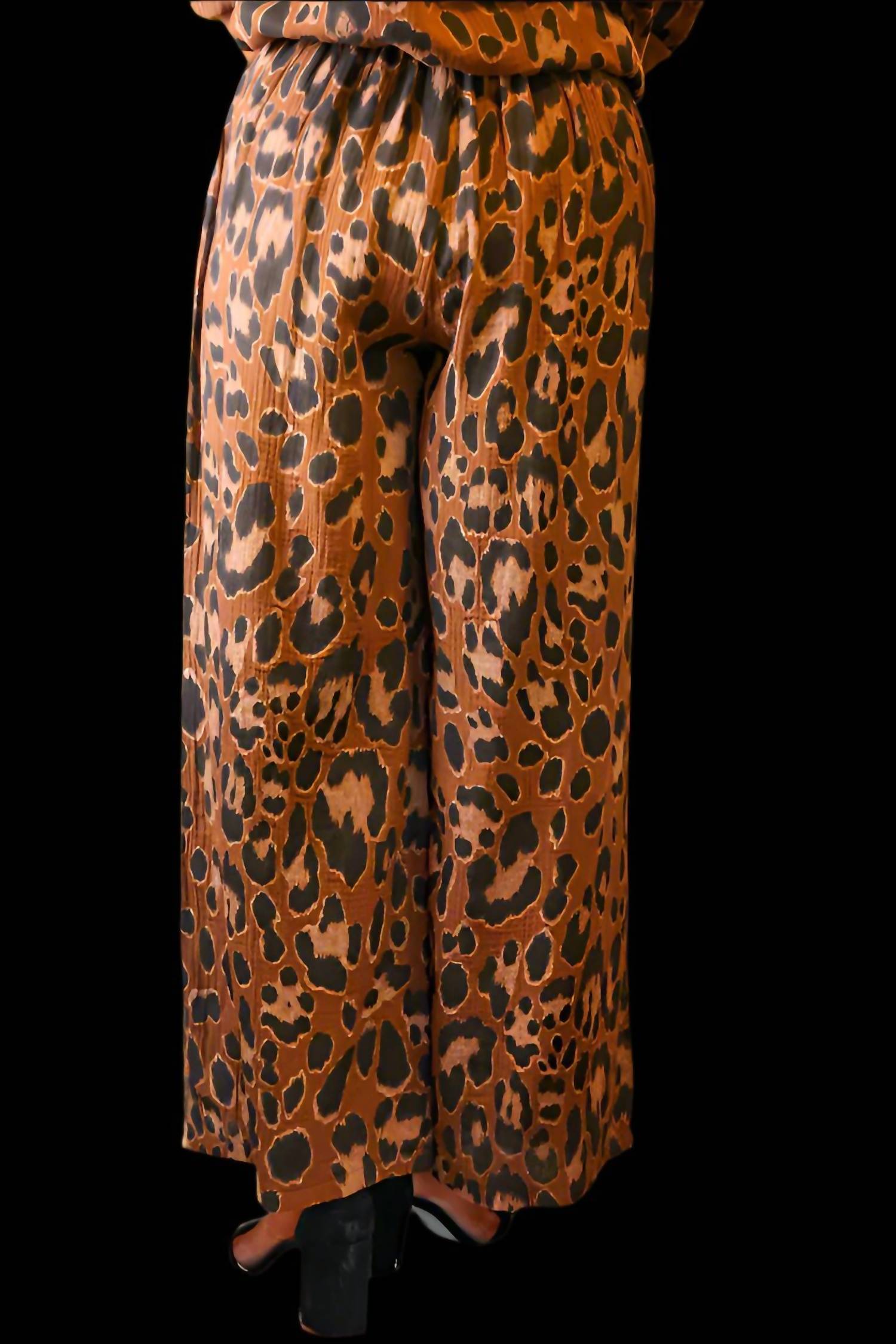 Look Mode Usa - Cheetah Print Wide Leg Pants