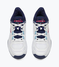 diadora Women's Trofeo 2 All Ground Pickleball Shoe in white blueprint pink yarrow - women's shoe - detail view