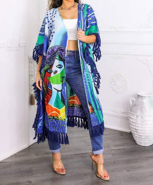 Surelymine - Art Revealed Fringe Kimono