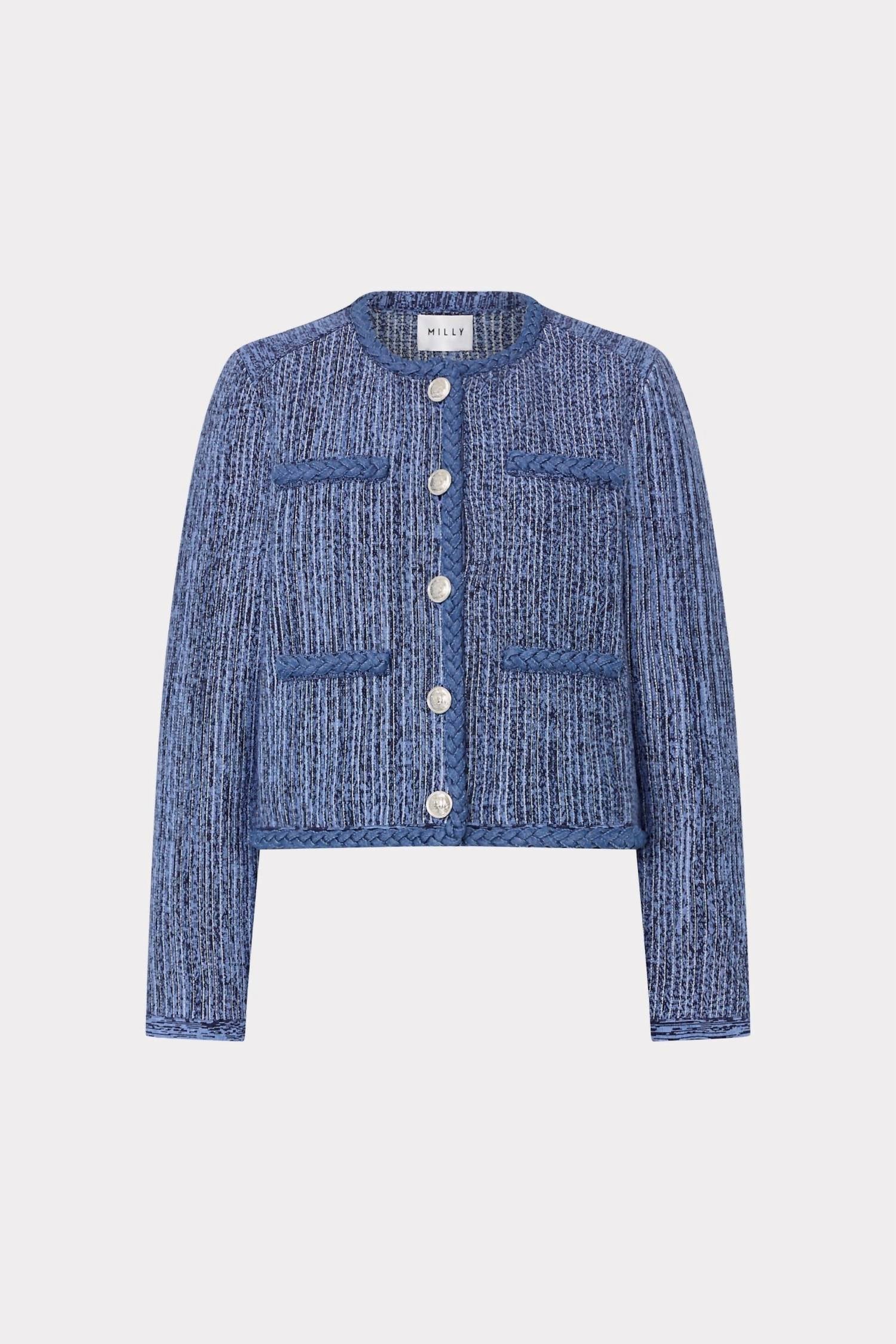 Milly - Shayne Pinstripe Knit Cardigan Jacket