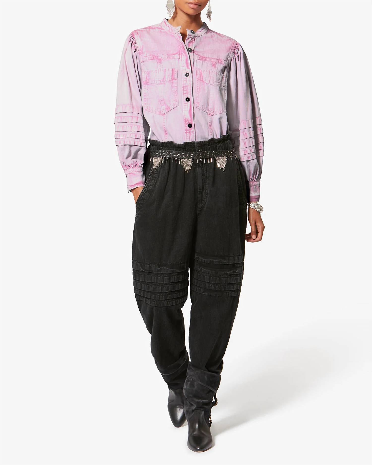 ISABEL MARANT Mileda Long Sleeve Shirt in pink - women's shirt