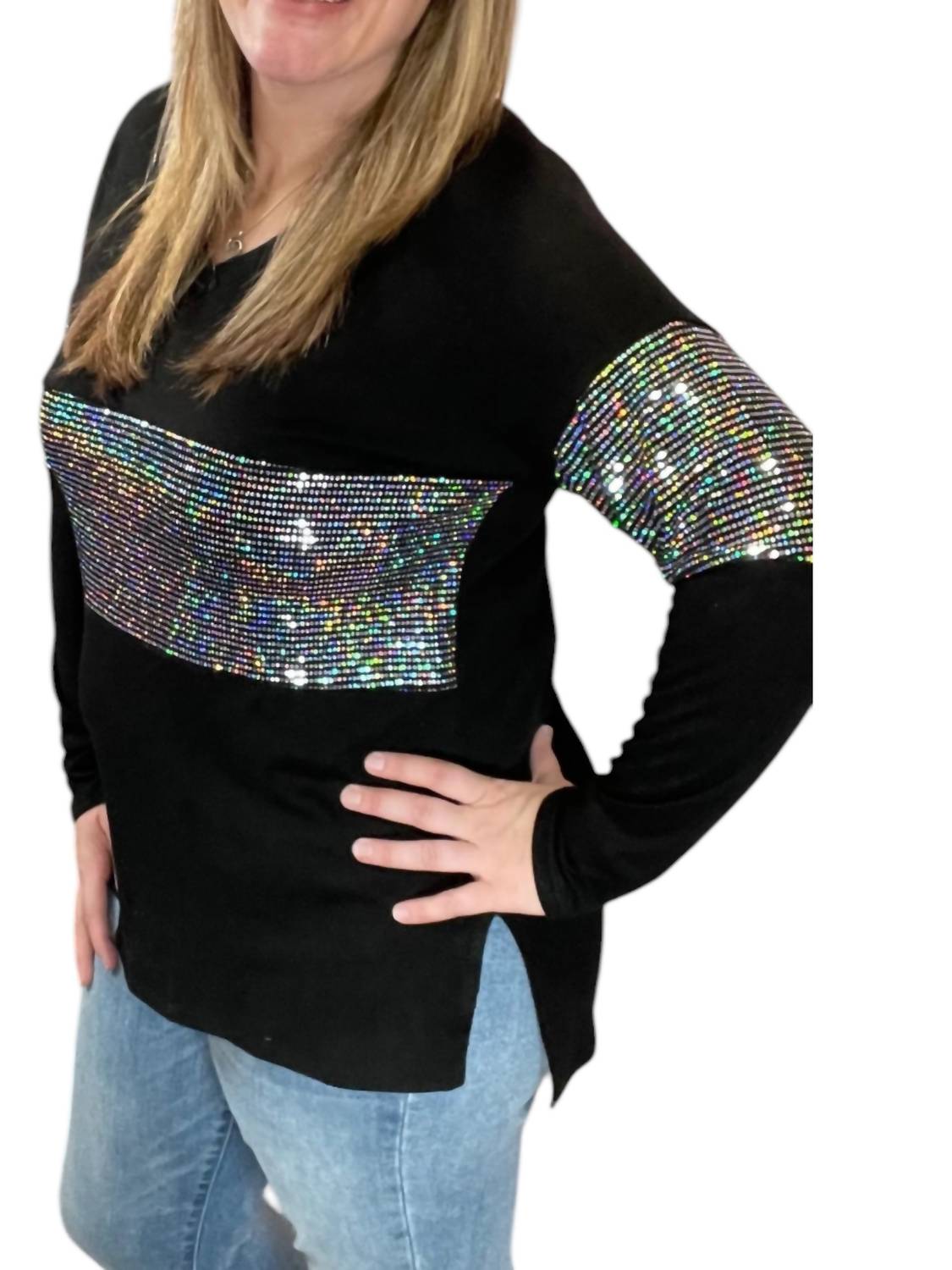 Honeyme - V-Neck Long Sleeve Top