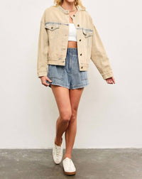 Mustard Seed - Banded Collar Denim Jacket