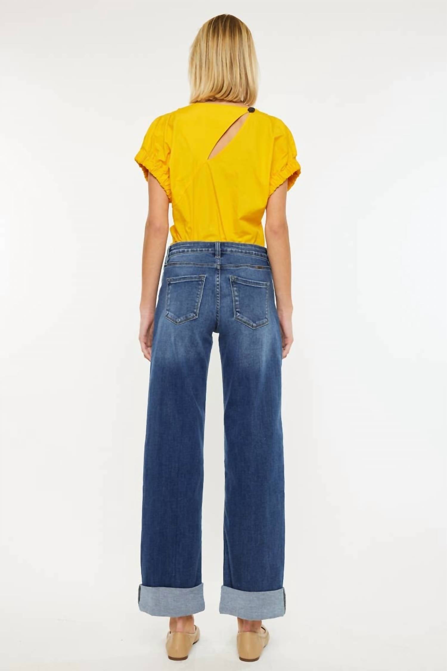 KanCan High Rise Wide Leg Jeans in medium wash - women's jeans - alternate view