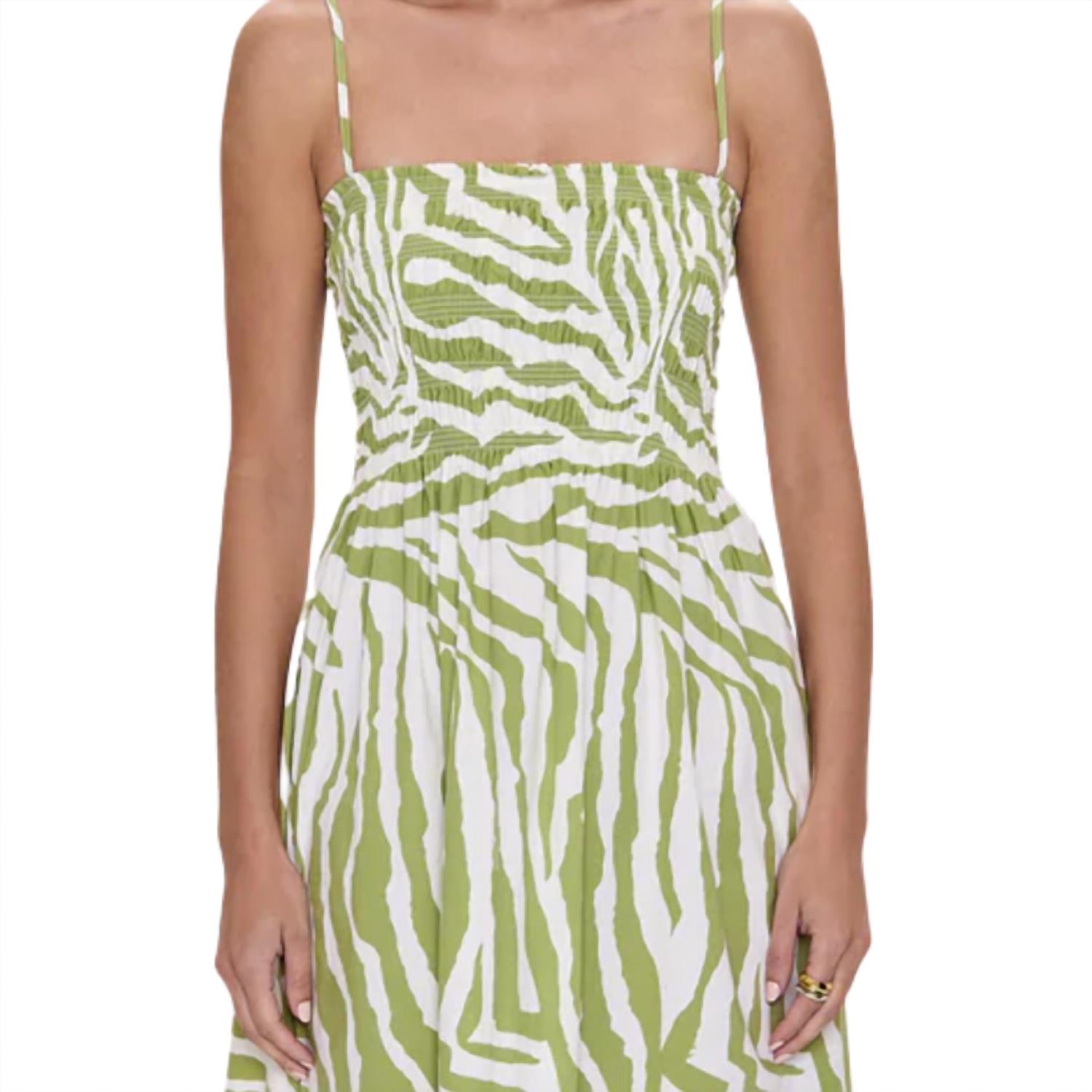 PISTOLA Bianca Shirred Bodice Dress in safari lime - women's dress - view 4