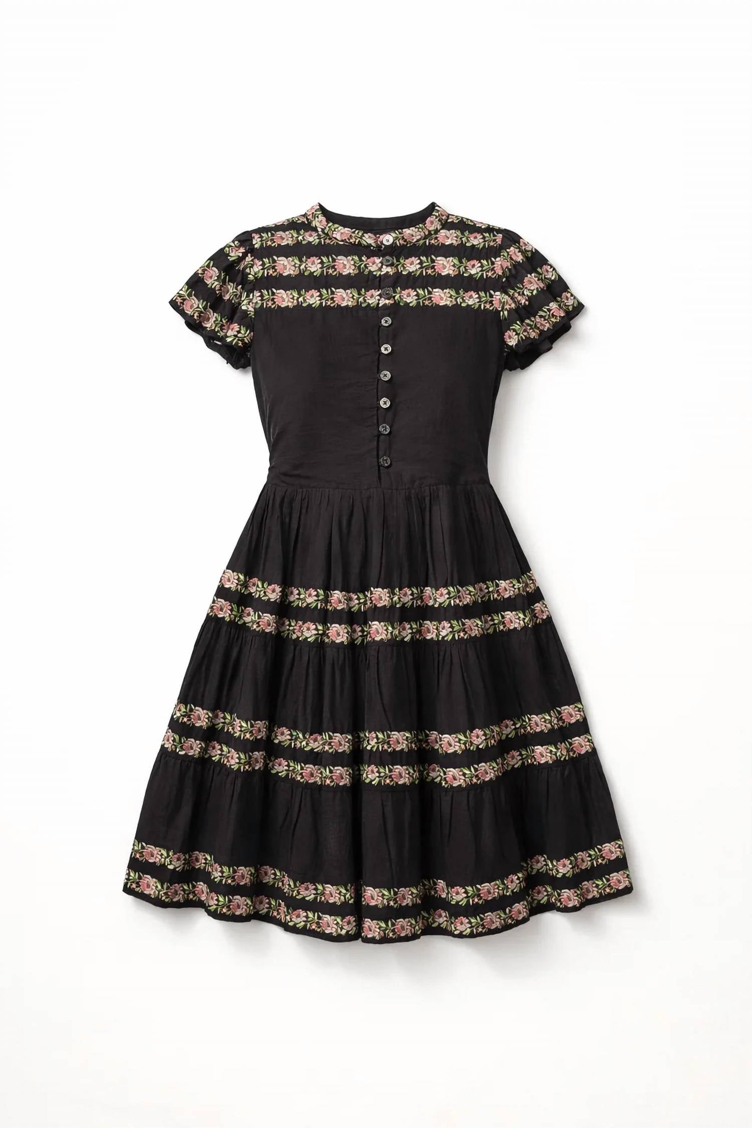 Sea - Women's Sybil Embroidery Flutter Sleeve Minidress