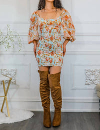 Surelymine - Meaningful Dreams Floral Ruched Mini Dress