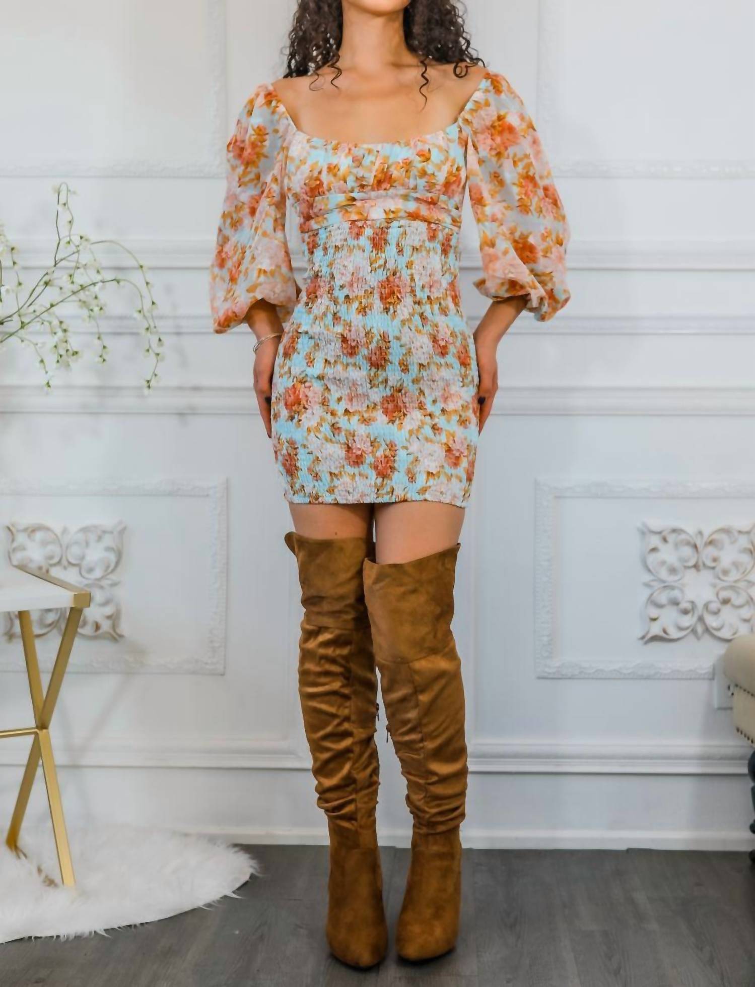 Surelymine - Meaningful Dreams Floral Ruched Mini Dress