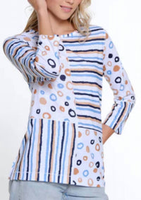 Multiples - Mixed Print Scoop Neck Knit Top
