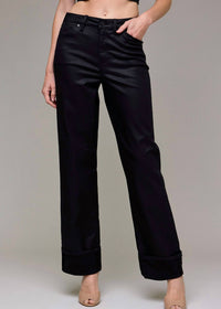 HIDDEN Cuffed Straight Jean in black coated - women's jeans