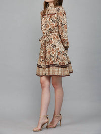 Fate Boho Tiered Long Sleeve Mini Dress in cream - women's dress - view 5