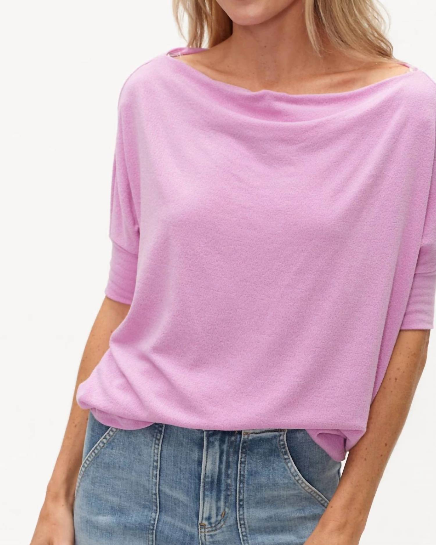 SIX/FIFTY Short Sleeve Anywhere Top in violet - women's t-shirt - detail view