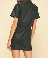 PINCH Faux Leather Tunic Dress in black - women's dress - detail view