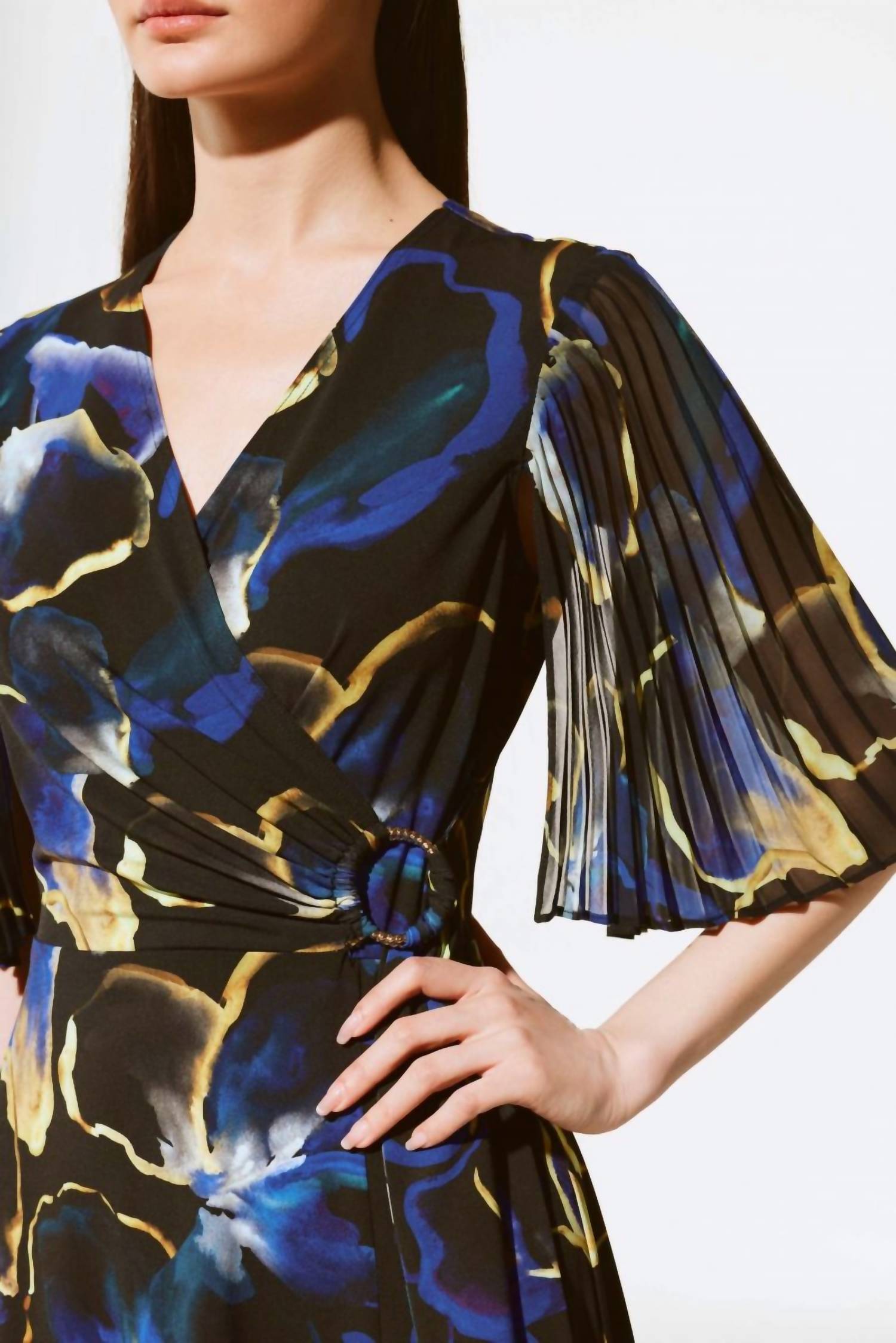 Joseph Ribkoff - Floral Print Chiffon Midi Fit & Flare Dress