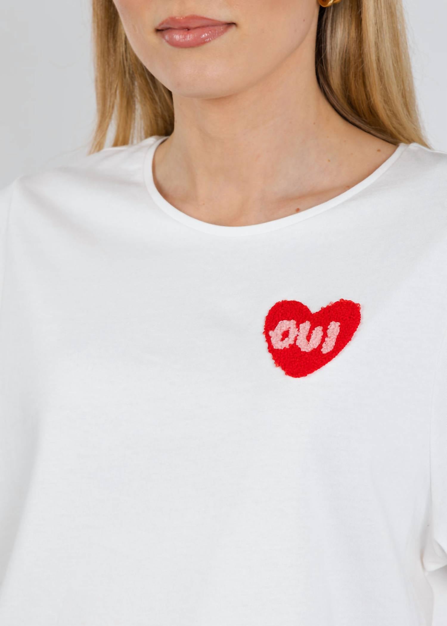 Oui Heart Tee in cloud dancer - women's t-shirt - view 5