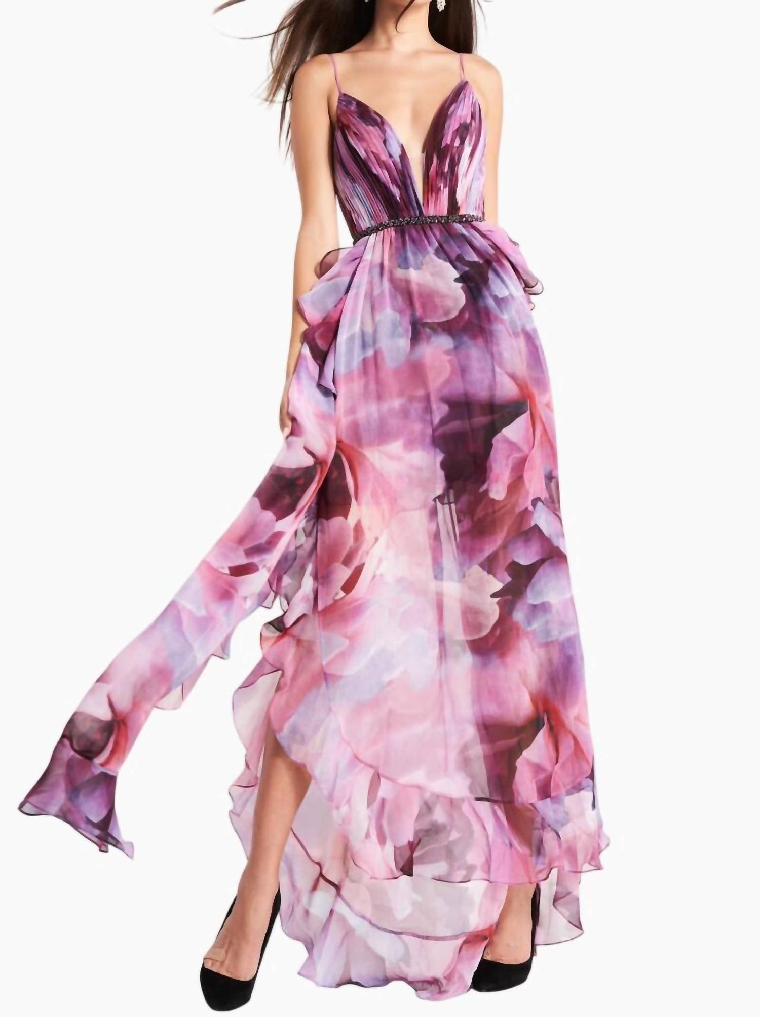 JOVANI Sleeveless Gown in print - women's dress
