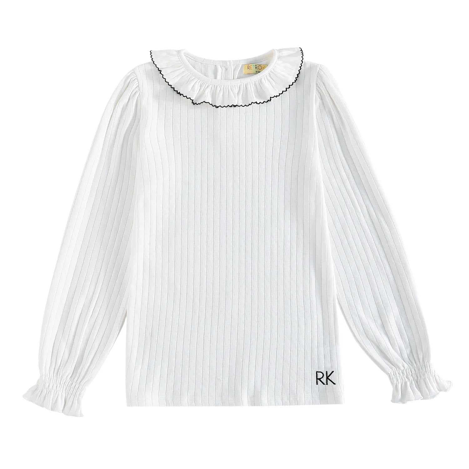 Retrokid - Girls Pointelle Collared Long Sleeve T-shirt