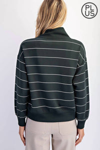 Rae Mode - Scuba Stripe V-neck Jacket - Plus