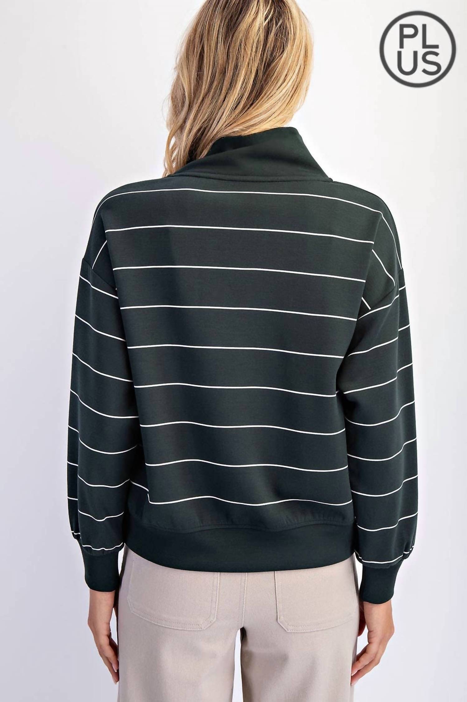 Rae Mode - Scuba Stripe V-neck Jacket - Plus
