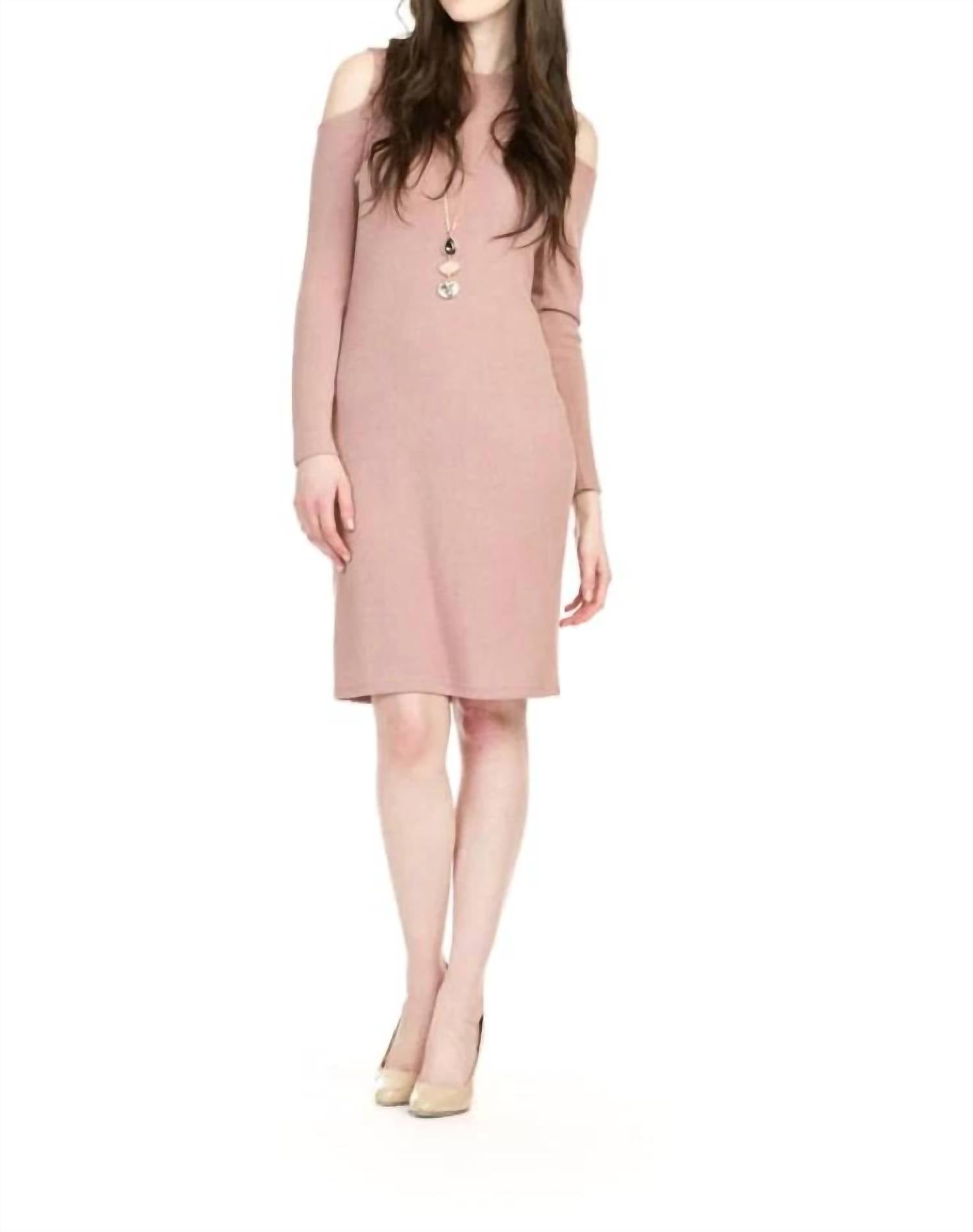 Papillon - Cold Shoulder Mock Neck Midi Sweater Dress