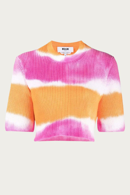 TIE-DYE KNITTED CROPPED TOP