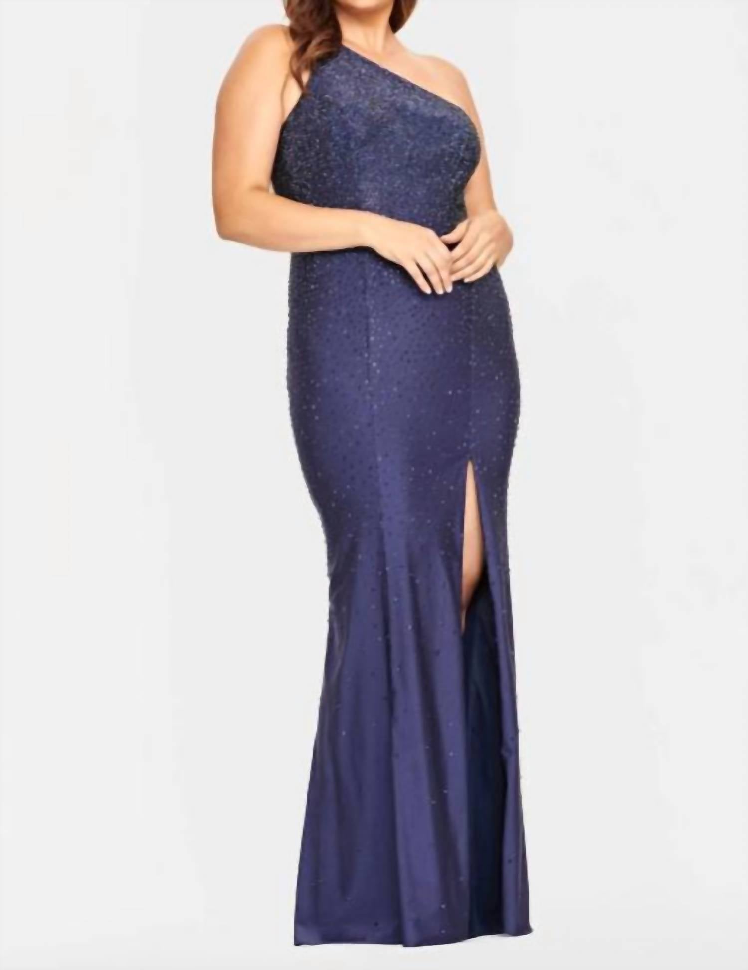 Faviana - One Shoulder Hot Stone Dress