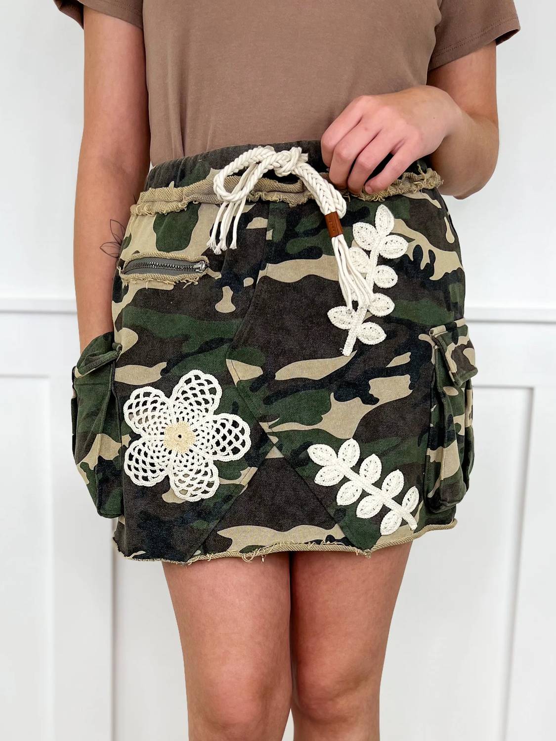 Pol - Petal Patrol Cotton Camo Skirt