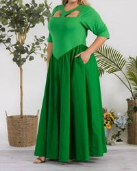 Karen T Design Celeste Cutout Maxi Dress - Plus in green - women's dress