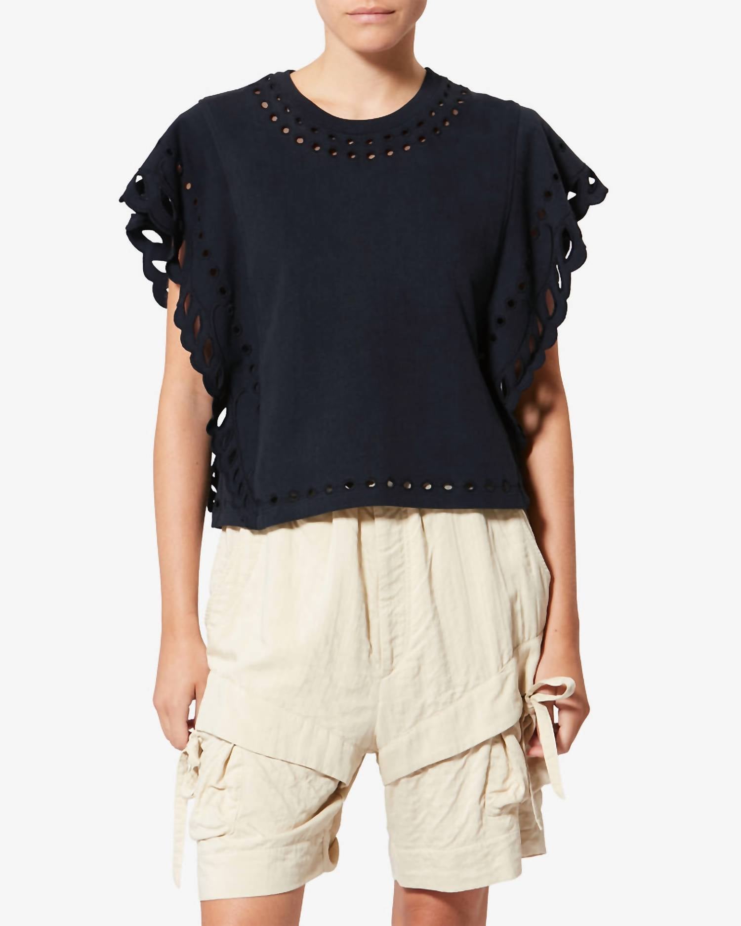 ISABEL MARANT Odyle Top in faded black - women's t-shirt
