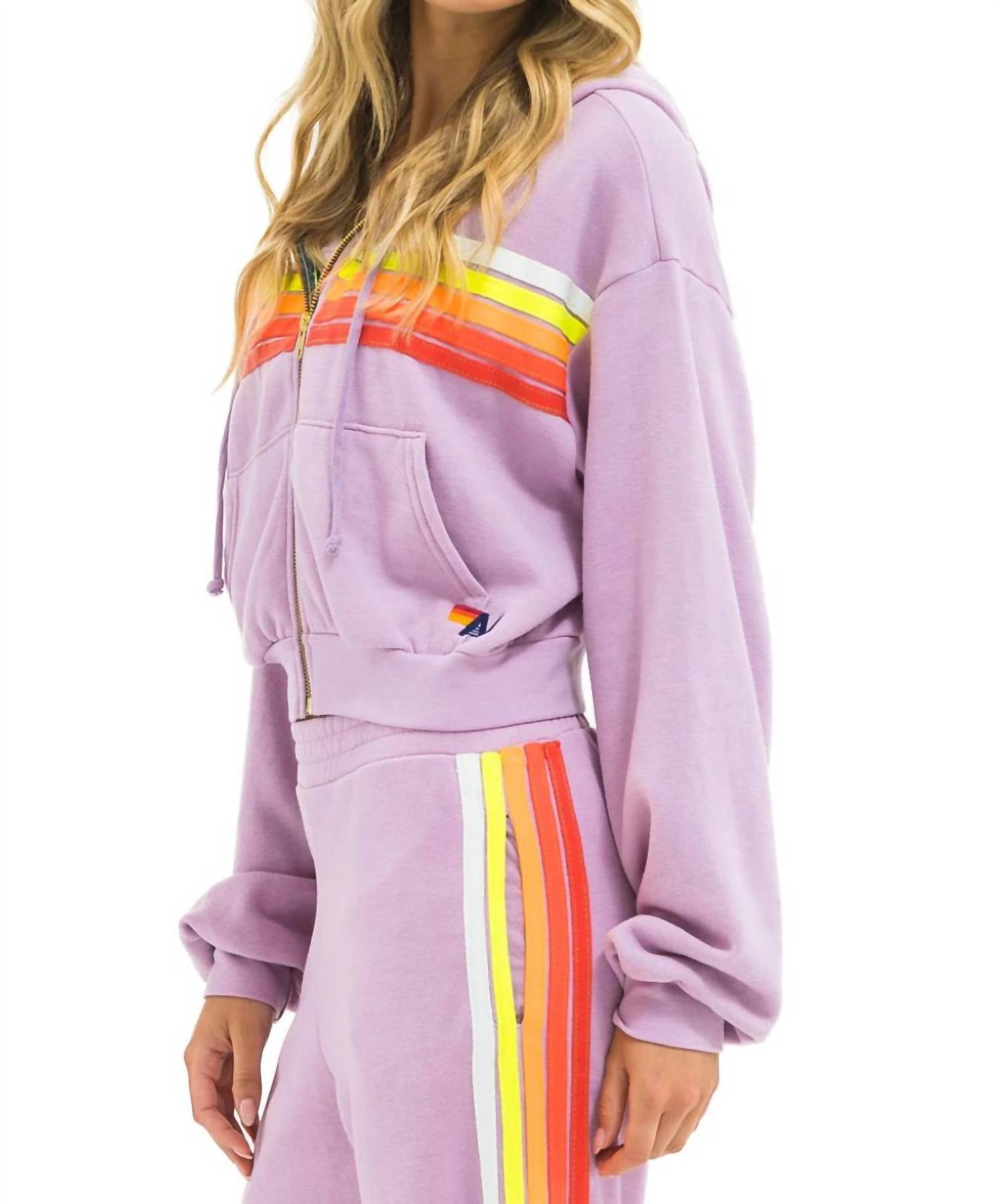 Aviator Nation - Five Stripe Cropped Zip Hoodie