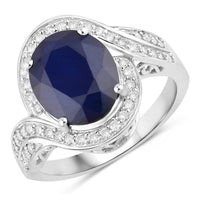 Diana M Jewels Women's Oval Natural Sapphire Fashion Ring (4.69 Ct) - Statement in 14k white gold - women's jewelry