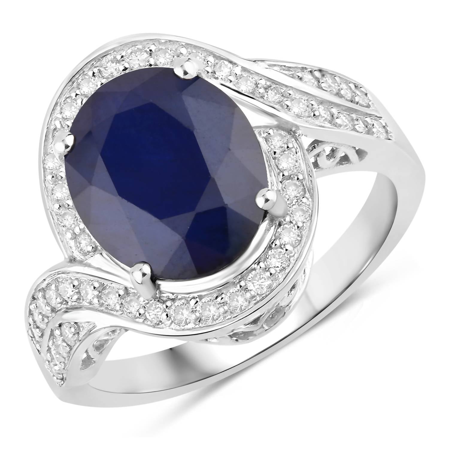 Diana M Jewels Women's Oval Natural Sapphire Fashion Ring (4.69 Ct) - Statement in 14k white gold - women's jewelry
