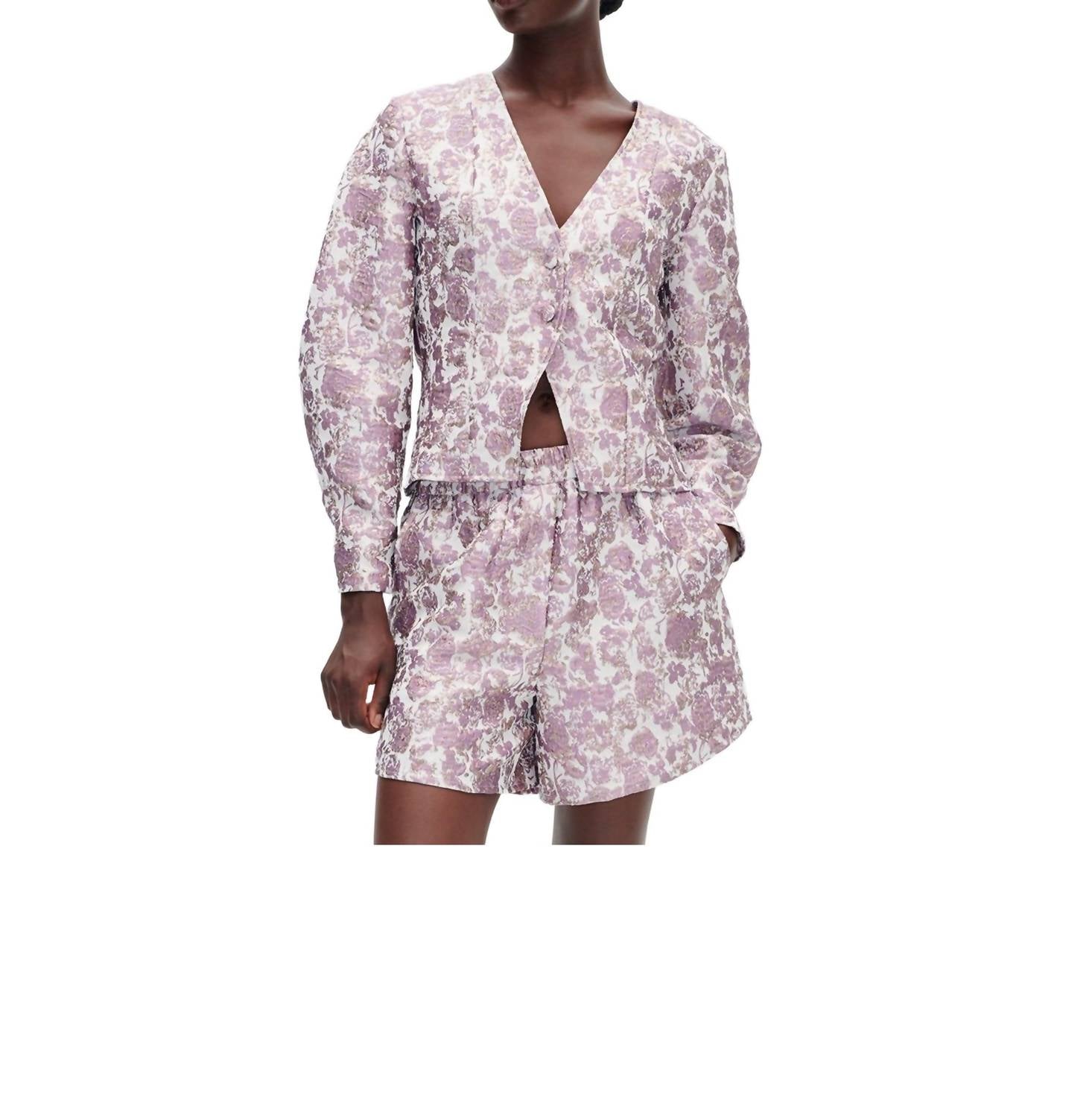 BAUM UND PFERDGARTEN Mille Long Sleeve Blouse in golden purple rose - women's blouse - alternate view
