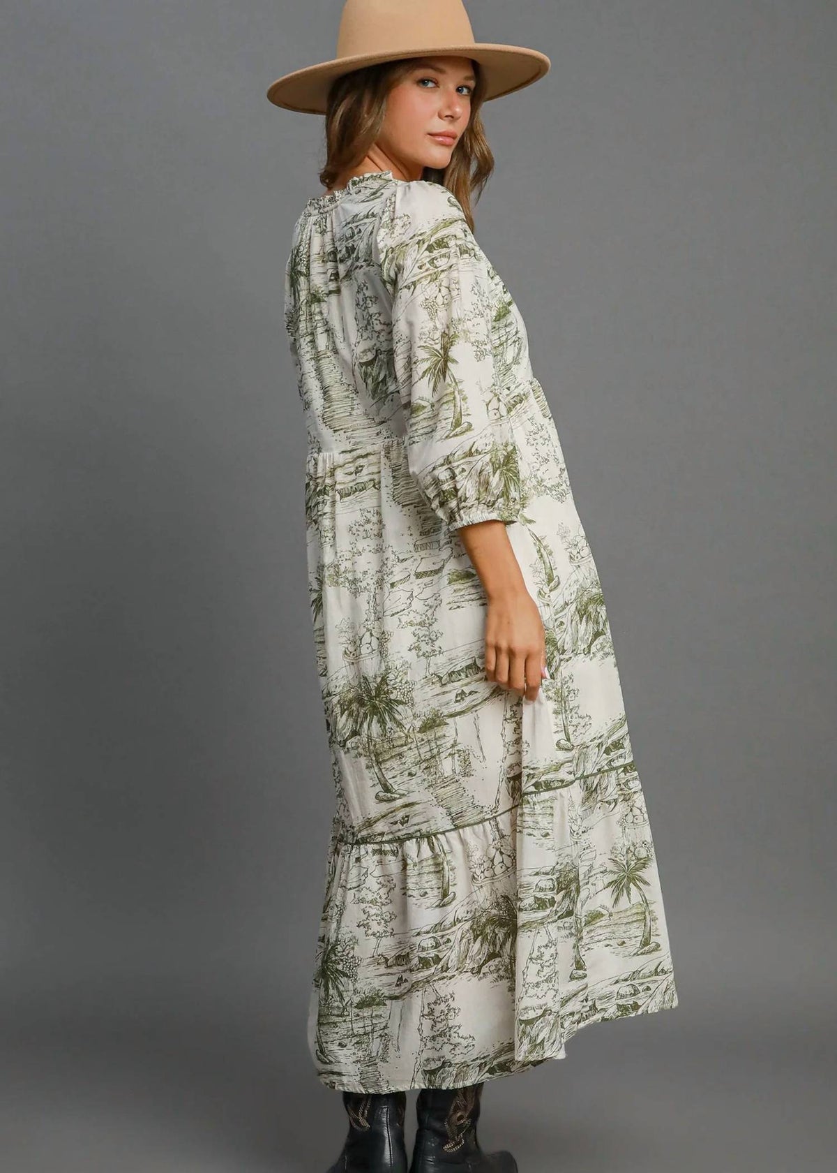 Umgee - Two Tone Landscape Midi Dress