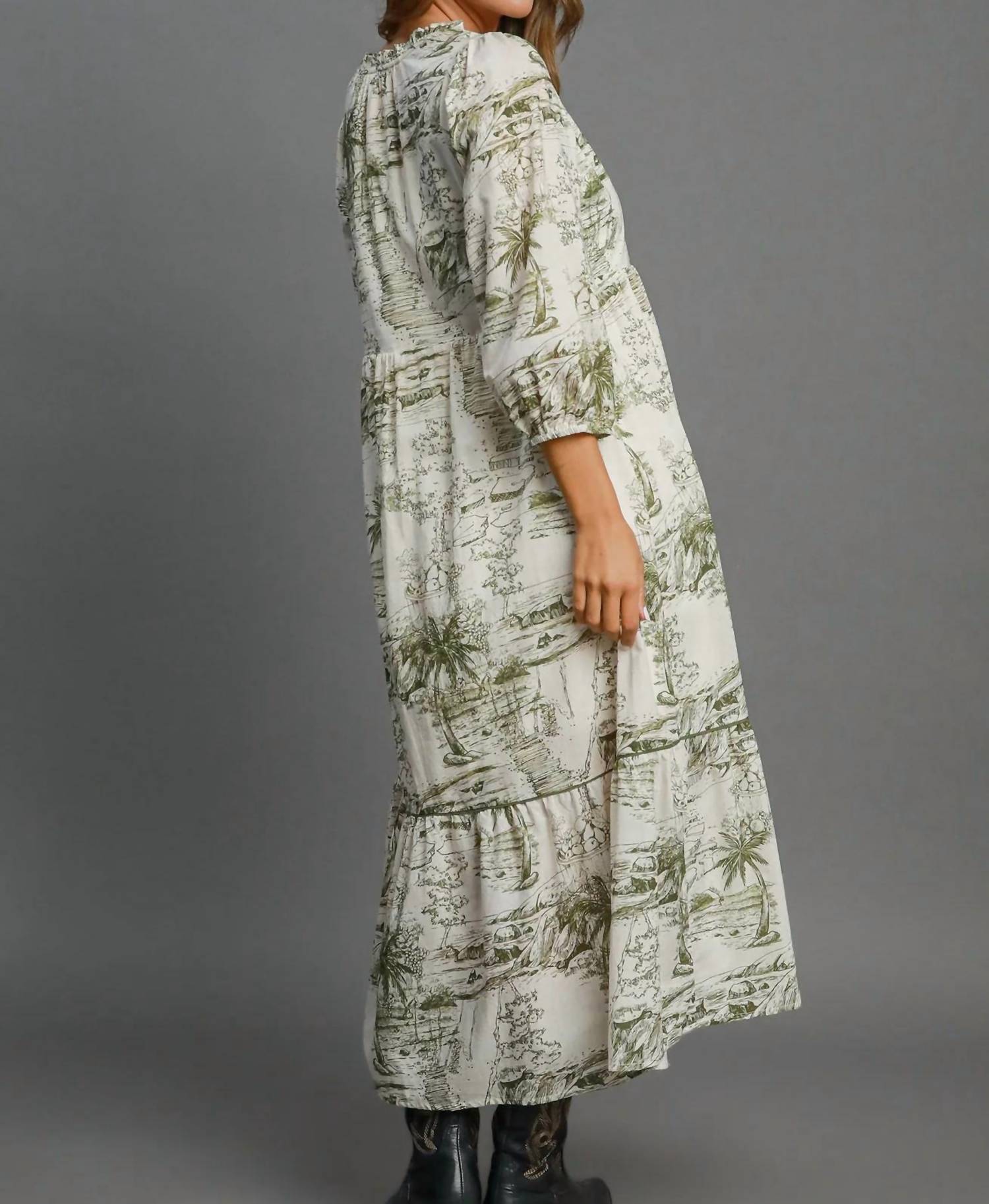 Umgee - Two Tone Landscape Midi Dress