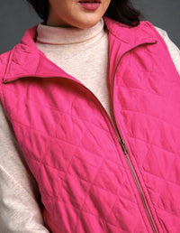 Umgee - Quilted Zip Front Vest - Plus
