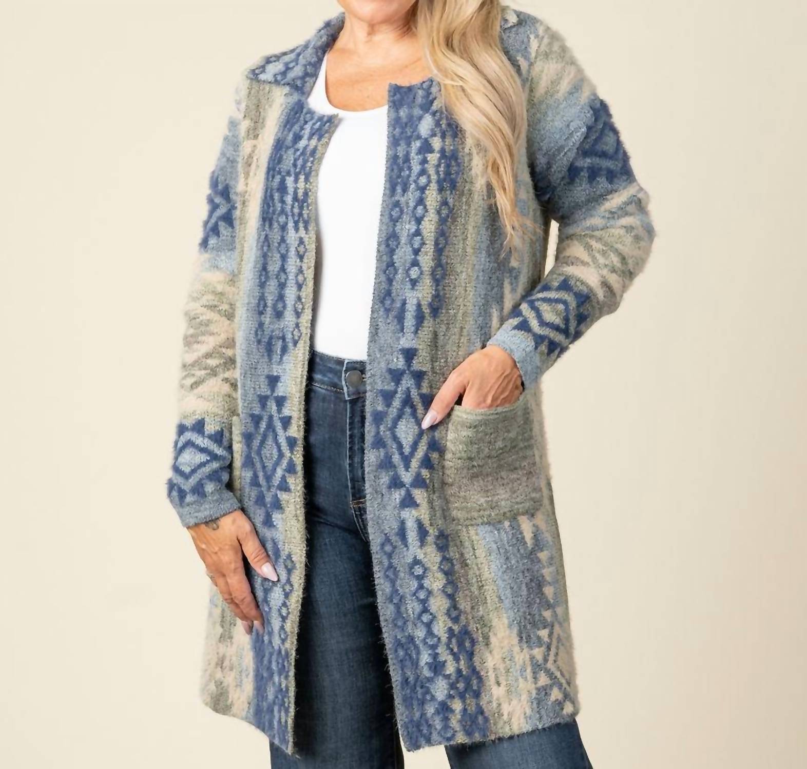 Papillon Global Knit Coatigan in blue - women's cardigan