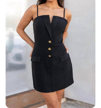 Strut & Bolt - Women's Lapel Mini Dress With Tailored Buttons