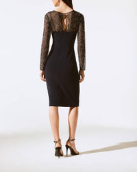 Joseph Ribkoff - Keyhole Beaded Mesh Sheath Dress