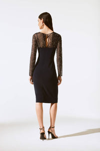 Joseph Ribkoff - Keyhole Beaded Mesh Sheath Dress