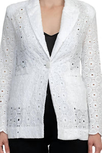 Industry - Lapel Collar Eyelet Lace Blazer