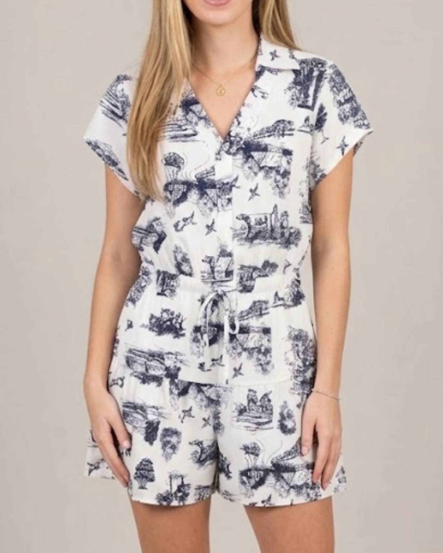 Jodifl - Collared Printed Jumpsuit