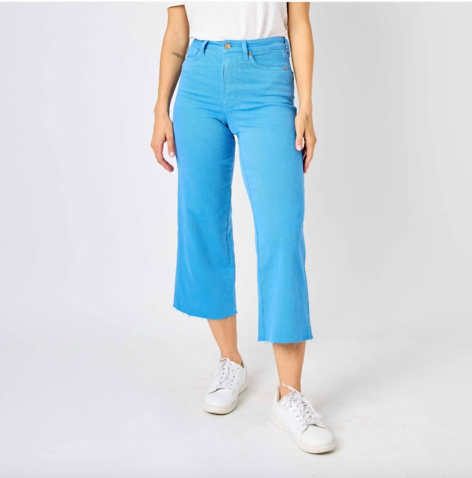 Judy Blue - Tummy Control Wide Leg Crop Jeans
