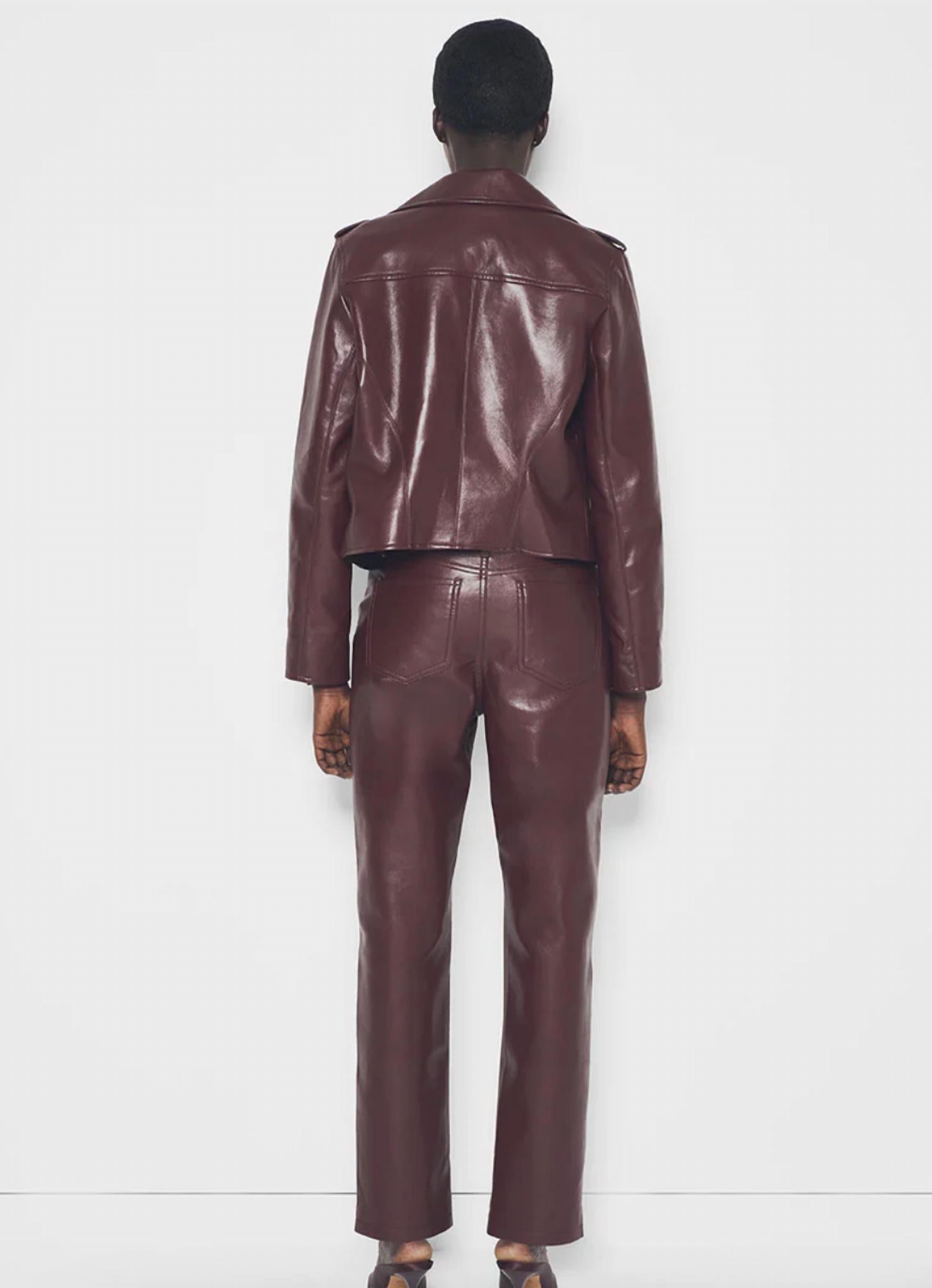 AS by DF Cindy Recycled Leather Jacket in port wine - women's jacket - view 4