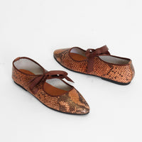 INTENTIONALLY BLANK Women's Valley Snake Embossed Leather Ballet Flats in brown - women's flats - alternate view