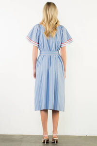 Thml - Short Sleeved Stripe Pattern Midi Dress