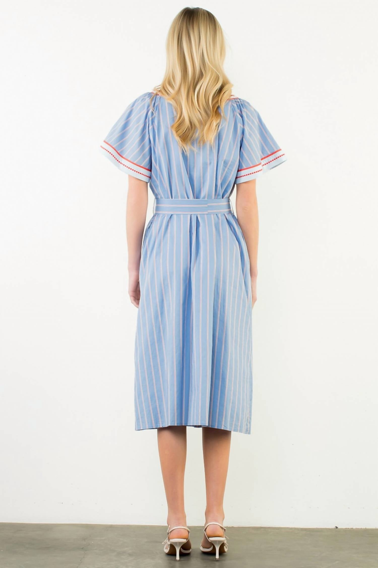 Thml - Short Sleeved Stripe Pattern Midi Dress