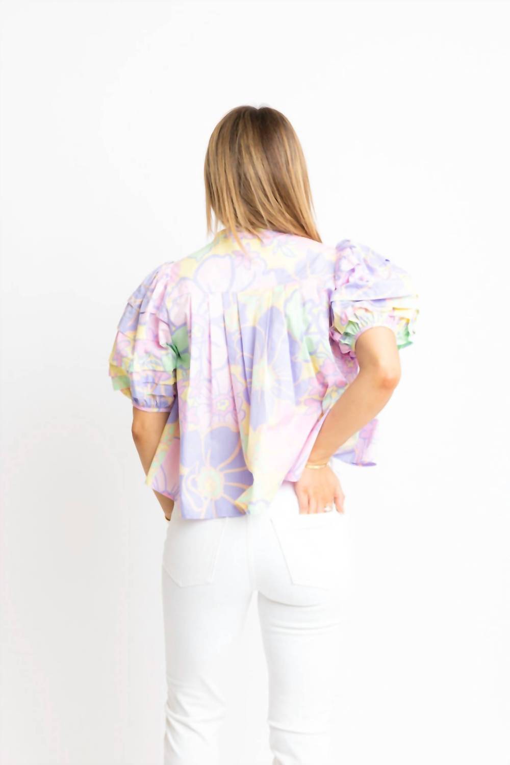 Karlie - Floral Pleat Sleeve Top