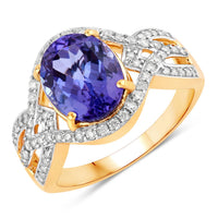 Diana M Jewels Women's Oval Natural Tanzanite Fashion Ring (3.56 Ct) - Signature Plus in 14k yellow gold - women's jewelry - detail view