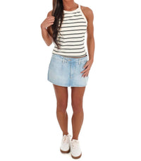 Miou Muse - Day Trip Stripe High Neck Tank Top